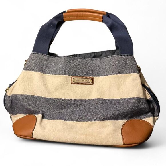 Tommy Hilfiger Striped Canvas Shoulder Bag - Picture 1 of 2